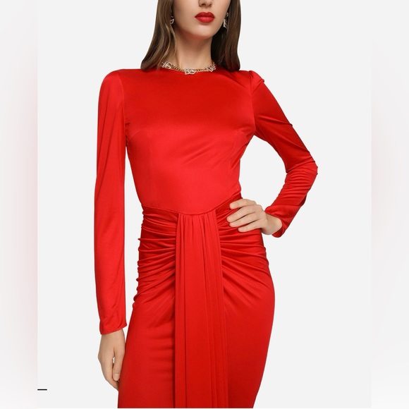 Dolce & Gabbana Long organzine dress with draping Size EU 38 US 2 - Picture 3 of 11